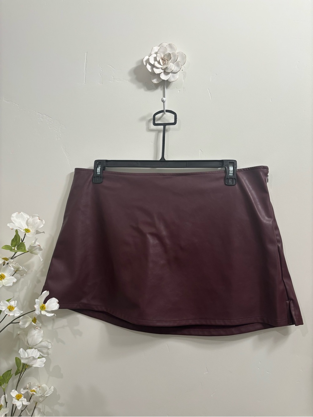 Faux Leather Mini Skirt W Built In Shorts